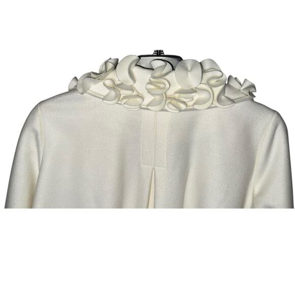 Ali Miles Swing Coat Women Plus Size 1X White Wool A-Line Ruffles Pockets Artsy - Picture 10 of 11